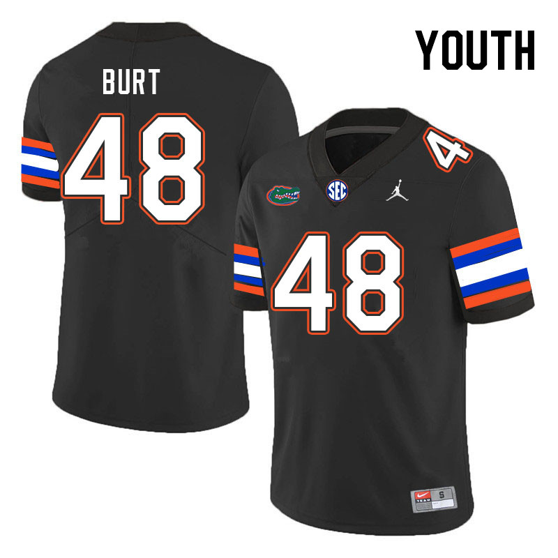 Youth #48 Gannon Burt Florida Gators College Football Jerseys Stitched Sale-Black - Click Image to Close